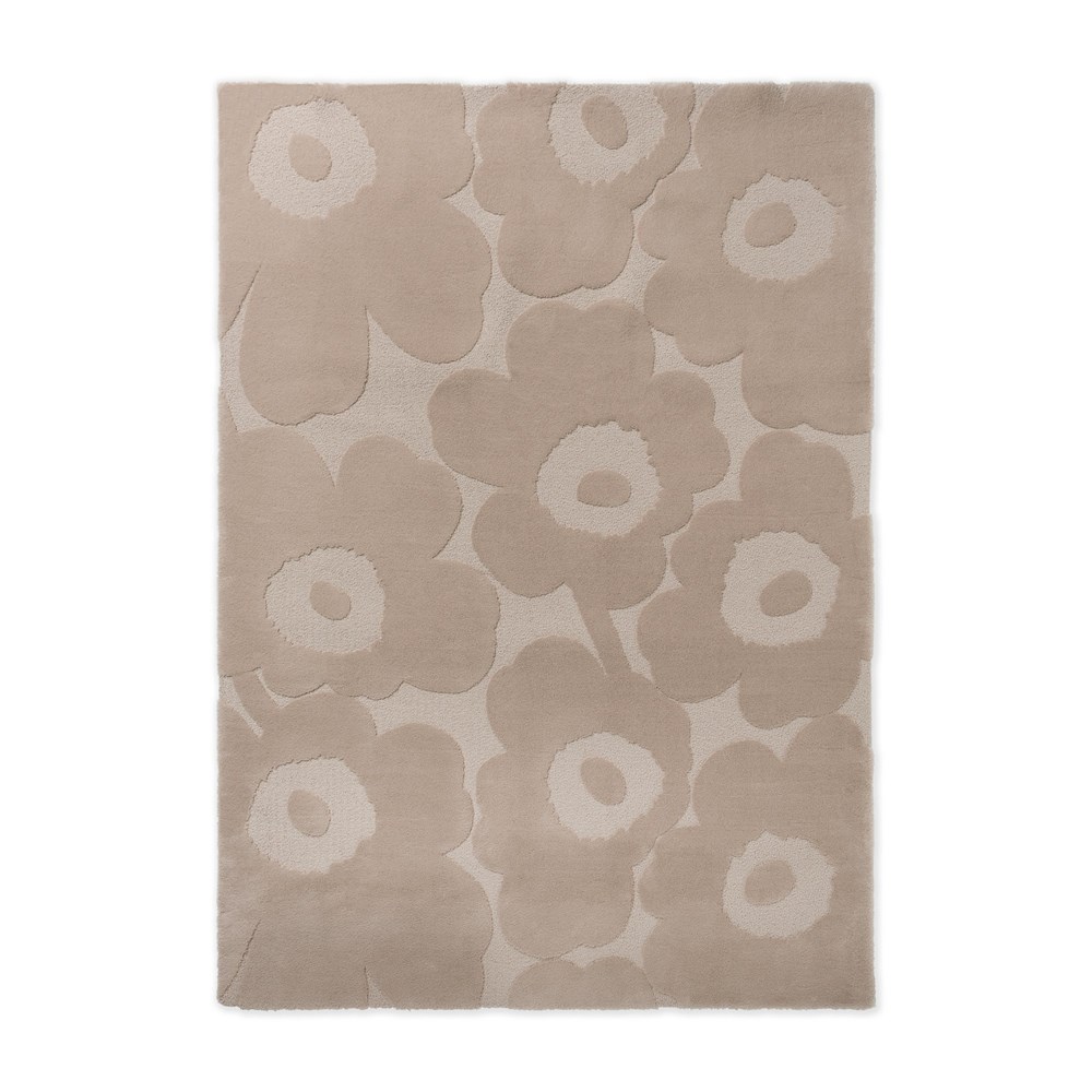 Unikko Tufted Wool Floral Rugs 132201 by Marimekko in Light Beige